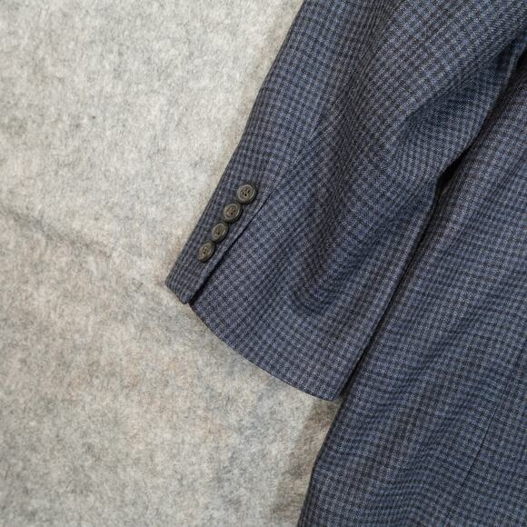 Ralph Lauren Blazer Mens 48L Blue 2 Button Silk Wool Sport Coat Jacket Checked - Picture 3 of 14